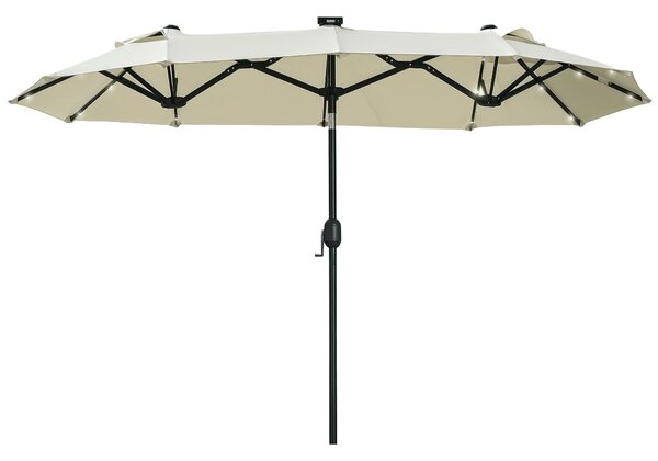Outsunny Dvoumístný sluneční deštník, 295 x 219 cm, sluneční deštník s LED světly, oválný, větruodolný zahradní deštník, robustní, tržní deštník s nas