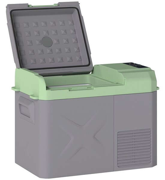 Outsunny 24,2litrový kompresorový chladič - elektrický chladič s LED ECO režimem, tichý mrazicí box, termobok, mini lednička 12/220 V pro auto, truck