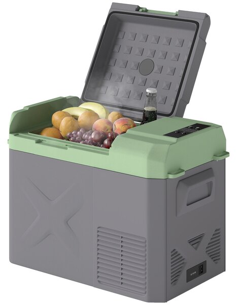 Outsunny 24,2litrový kompresorový chladič - elektrický chladič s LED ECO režimem, tichý mrazicí box, termobok, mini lednička 12/220 V pro auto, truck