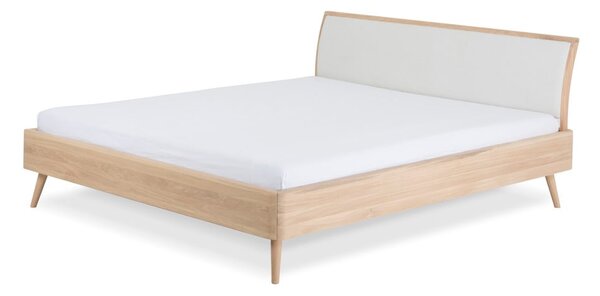 Bílá/přírodní dvoulůžková postel z dubového dřeva 160x200 cm Ena – Gazzda