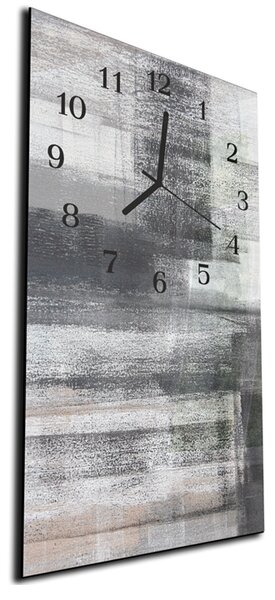 Nástěnné hodiny 30x60cm abstraktní malba šedo béžová - plexi