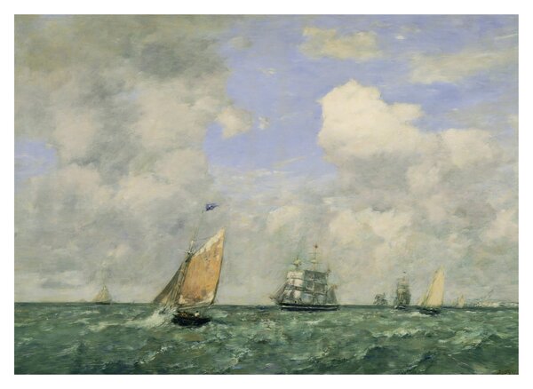 Obraz - Eugène Boudin, Ships and Sailing Boats Leaving Le Havre, reprodukce (70x50 cm)