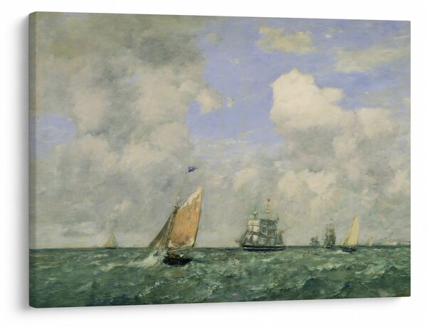 Obraz - Eugène Boudin, Ships and Sailing Boats Leaving Le Havre, reprodukce (70x50 cm)