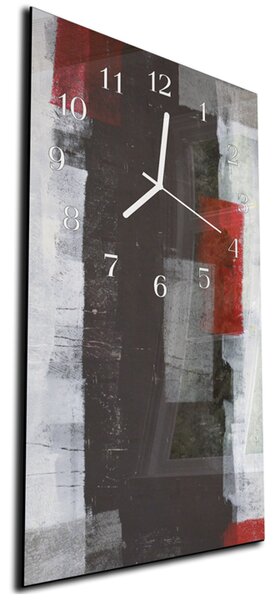Nástěnné hodiny 30x60cm malba červeno černý abstrakt - plexi