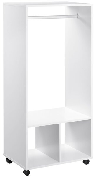 HOMCOM Skříň na kolečkách s otevřenými policemi organizátor pro oblečení 60x40x128 cm Bílá | Aosom