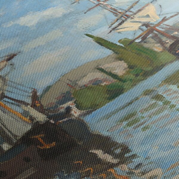 Obraz - Claude Monet, Ships Riding on the Seine at Rouen, reprodukce (30x30 cm)