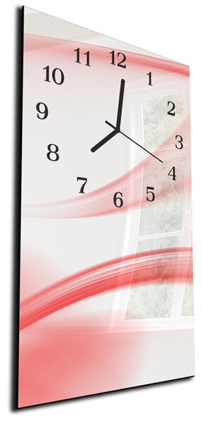 Nástěnné hodiny 30x60cm abstraktní jemně červená vlna - plexi
