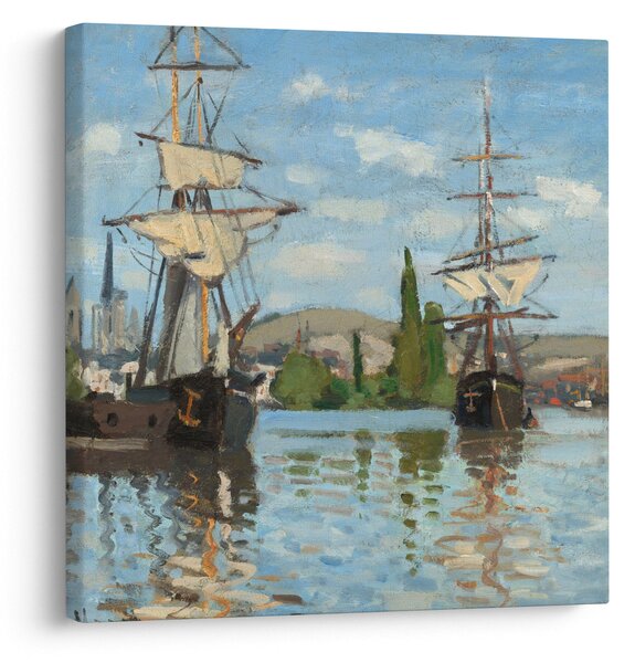 Obraz - Claude Monet, Ships Riding on the Seine at Rouen, reprodukce (30x30 cm)