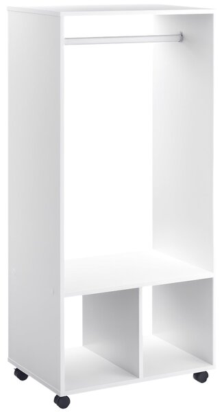 HOMCOM Skříň na kolečkách s otevřenými policemi organizátor pro oblečení 60x40x128 cm Bílá | Aosom
