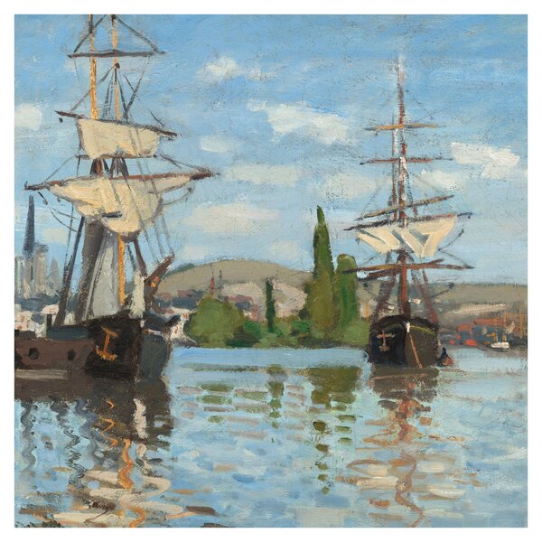 Obraz - Claude Monet, Ships Riding on the Seine at Rouen, reprodukce (30x30 cm)
