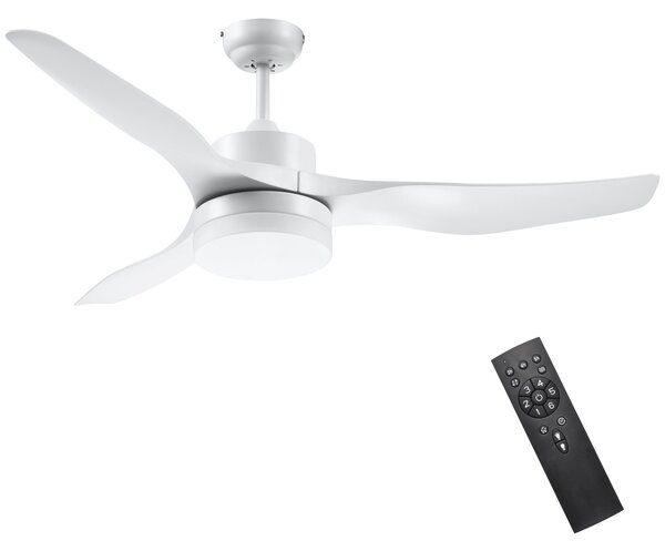HOMCOM Stropní ventilátor s osvětlením, Reverzibilní LED stropní světlo s ventilátorem, 6 rychlostí, 3 barevná světla, Stropní lampa s dálkovým ovládá