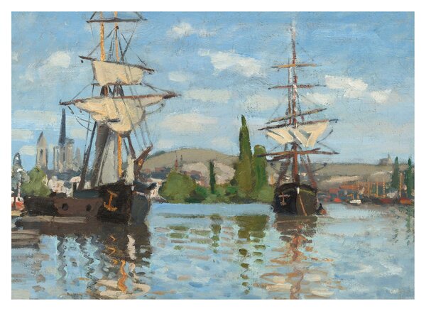 Obraz - Claude Monet, Ships Riding on the Seine at Rouen, reprodukce (70x50 cm)