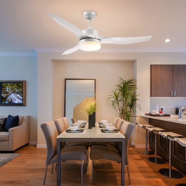 HOMCOM Stropní ventilátor s osvětlením, Reverzibilní LED stropní světlo s ventilátorem, 6 rychlostí, 3 barevná světla, Stropní lampa s dálkovým ovládá