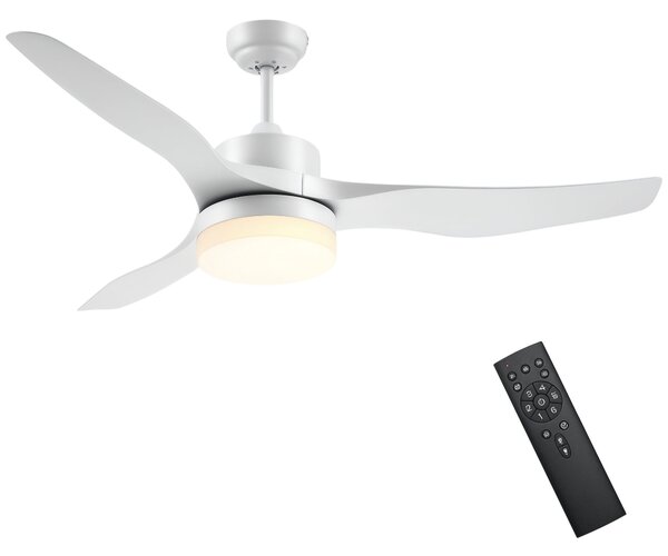 HOMCOM Stropní ventilátor s osvětlením, Reverzibilní LED stropní světlo s ventilátorem, 6 rychlostí, 3 barevná světla, Stropní lampa s dálkovým ovládá
