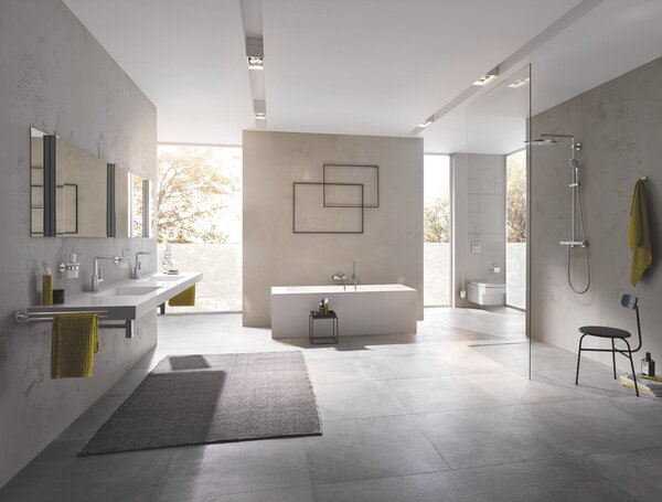 Grohe Euphoria sprchová sada na stěnu s termostatem s dešťovou sprchou SuperSteel 26075DC0