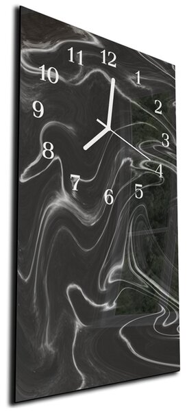 Nástěnné hodiny 30x60cm abstrakt černo bílý melír - plexi