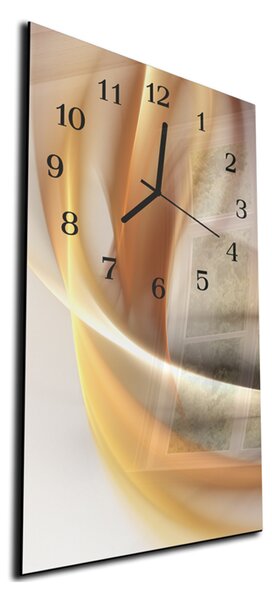 Nástěnné hodiny 30x60cm žluto béžová vlna - plexi