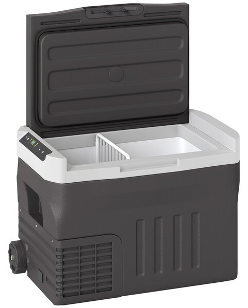 Outsunny 30 Litrová Chladnička s Kompresorem – Elektrická Lednice s LED ECO Módem, Chladící Funkce, Mraznička, Termobox, Mini Lednice 12/230 Volt pro
