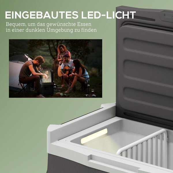 Outsunny 30 Litrová Chladnička s Kompresorem – Elektrická Lednice s LED ECO Módem, Chladící Funkce, Mraznička, Termobox, Mini Lednice 12/230 Volt pro