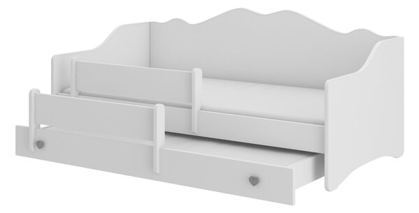 ADRK Rozkládací postel EMKA II Gray, White, CH-Emk-EMMAWHITE2-SZ-1680-UCHWYTGray-E080, 160x80 cm s matrací, bílá