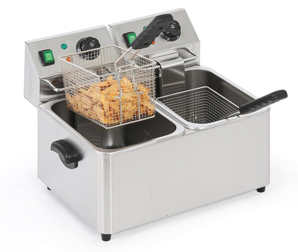 Profesionální elektrická fritéza 2× 4 l, 2× 2000 W