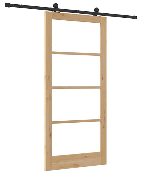 Posuvné dveře ORKDAL 93 x 202 cm Masivní borové dřevo a sklo 3332035