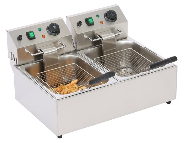 Profesionální elektrická fritéza, 2× 6 l, 2× 2500 W