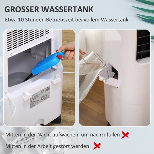 HOMCOM 3 v 1 Mobilní Klimatizace s Humidifikací a Chlazením Vody 15L, 60° Oscilující Klimatizační Jednotka 65W s Časovačem na 8h, Dálkovým Ovládáním