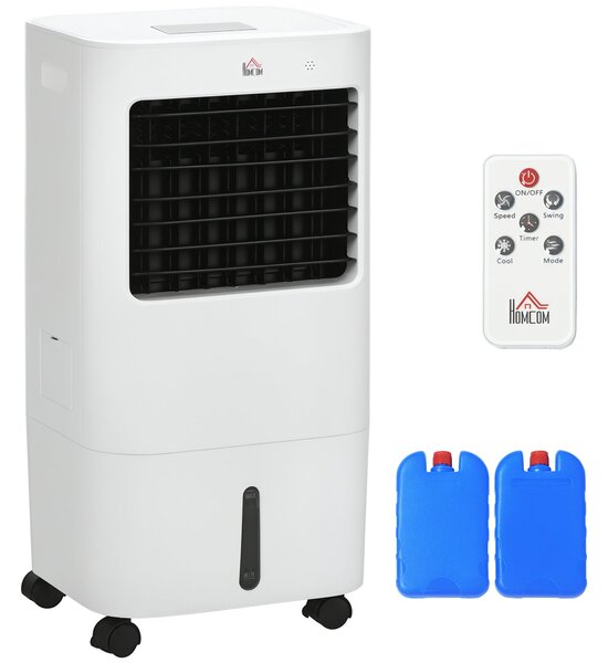 HOMCOM 3 v 1 Mobilní Klimatizace s Humidifikací a Chlazením Vody 15L, 60° Oscilující Klimatizační Jednotka 65W s Časovačem na 8h, Dálkovým Ovládáním