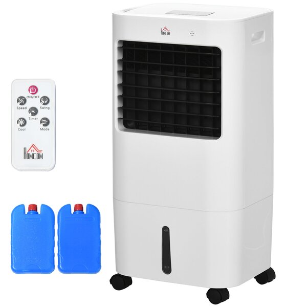 HOMCOM 3 v 1 Mobilní Klimatizace s Humidifikací a Chlazením Vody 15L, 60° Oscilující Klimatizační Jednotka 65W s Časovačem na 8h, Dálkovým Ovládáním