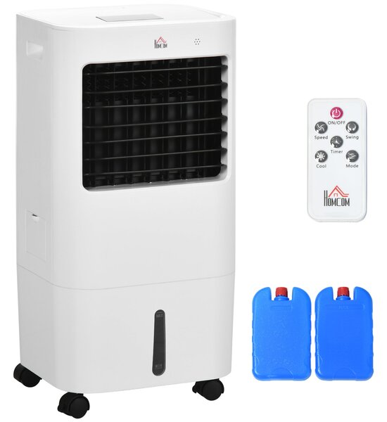 HOMCOM 3 v 1 Mobilní Klimatizace s Humidifikací a Chlazením Vody 15L, 60° Oscilující Klimatizační Jednotka 65W s Časovačem na 8h, Dálkovým Ovládáním
