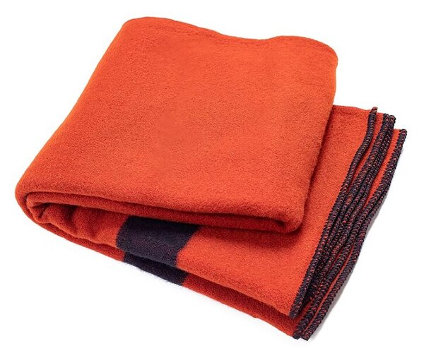 Silná vlněná deka Rainbow 7 cihlová s černým pruhem
