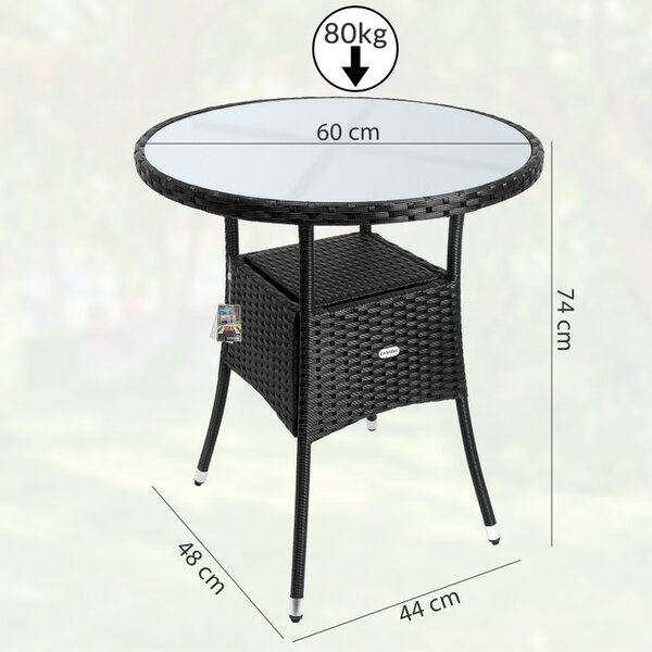 Deuba Ratanový stůl Ø60 cm - černý