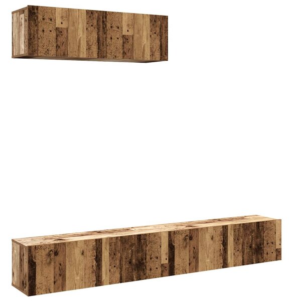 Nástěnné TV skříňky 4 ks starého dřeva 100x30x30 cm kompozit 3329007