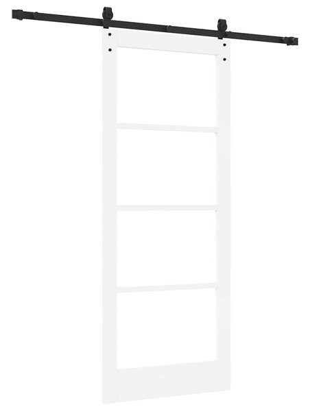 Posuvné dveře 83 x 202 cm Masivní borové dřevo a sklo Bílá 3332334