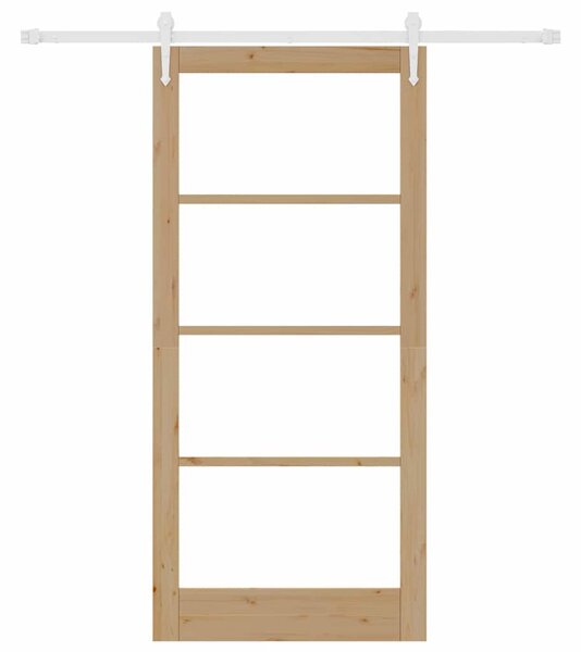 Posuvné dveře 93 x 202 cm Masivní borové dřevo a sklo Přírodní 3332371