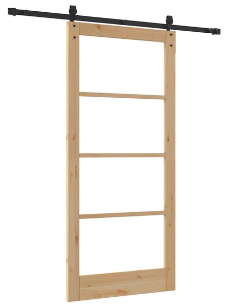 Posuvné dveře 93 x 202 cm Masivní borové dřevo a sklo Přírodní 3332343