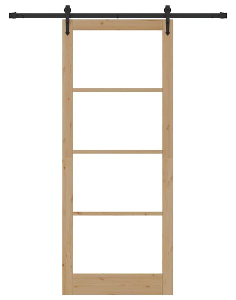 Posuvné dveře 93 x 232 cm Masivní borové dřevo a sklo Přírodní 3332347