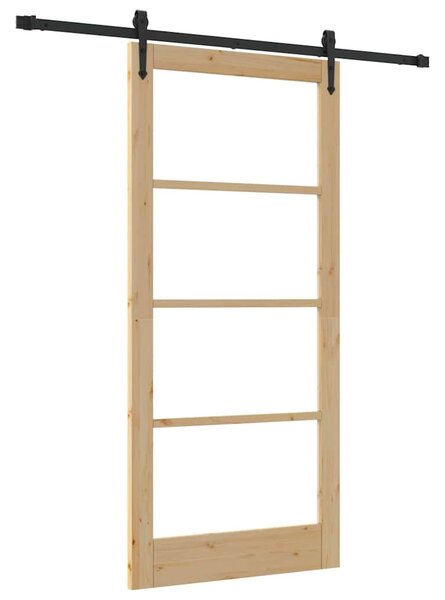 Posuvné dveře 93 x 202 cm Masivní borové dřevo a sklo Přírodní 3332343