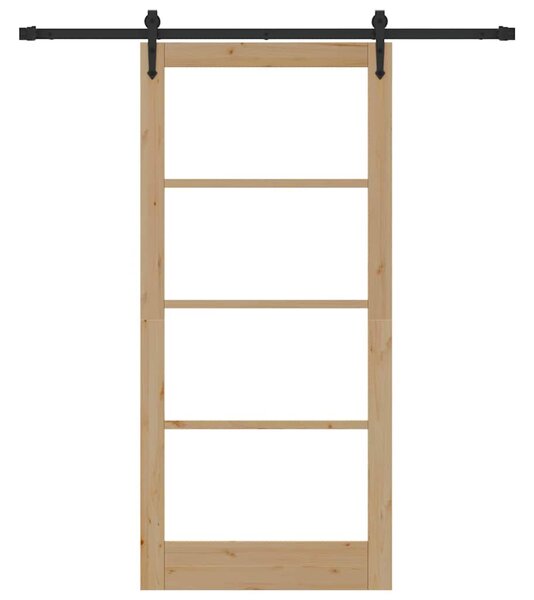 Posuvné dveře 93 x 202 cm Masivní borové dřevo a sklo Přírodní 3332343