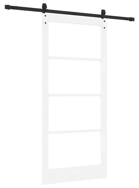 Posuvné dveře 93 x 202 cm Masivní borové dřevo a sklo Bílá 3332344