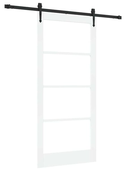 Posuvné dveře 93 x 202 cm Masivní borové dřevo a sklo Bílá 3332344