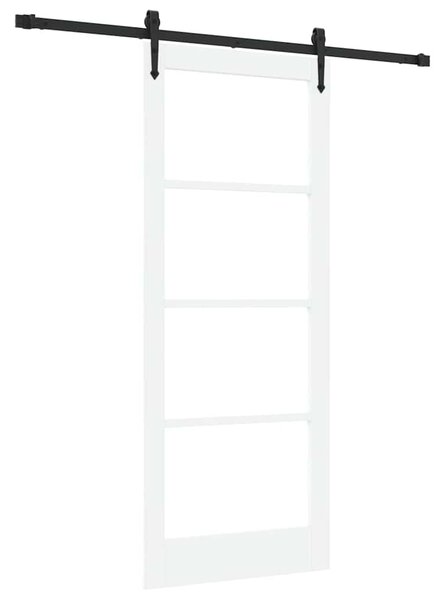 Posuvné dveře 83 x 202 cm Masivní borové dřevo a sklo Bílá 3332334