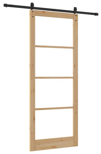 Posuvné dveře 93 x 232 cm Masivní borové dřevo a sklo Přírodní 3332347