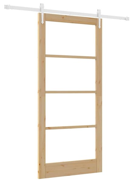Posuvné dveře 93 x 202 cm Masivní borové dřevo a sklo Přírodní 3332371