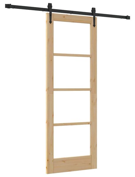 Posuvné dveře 73,5 x 198,5 cm Masivní borové dřevo a sklo 3332323