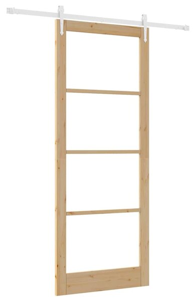 Posuvné dveře 93 x 232 cm Masivní borové dřevo a sklo Přírodní 3332375