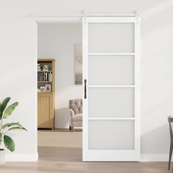 Posuvné dveře 93 x 232 cm Masivní borové dřevo a sklo Bílá 3332376