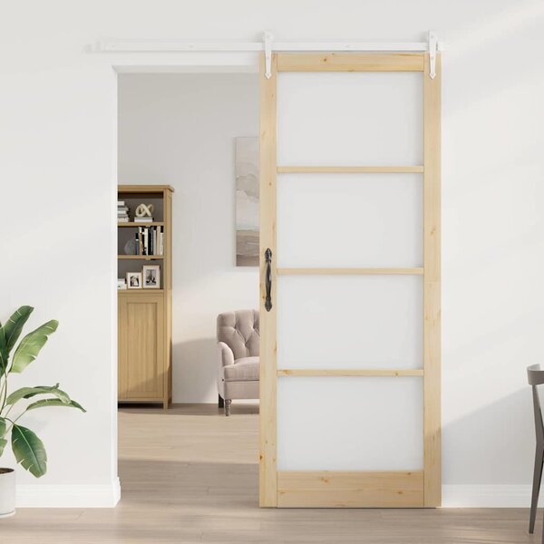 Posuvné dveře 93 x 232 cm Masivní borové dřevo a sklo Přírodní 3332375