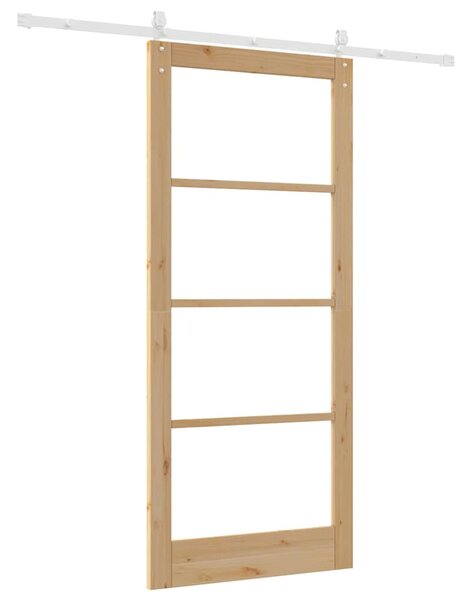 Posuvné dveře 93 x 211 cm Masivní borové dřevo a sklo Přírodní 3332429